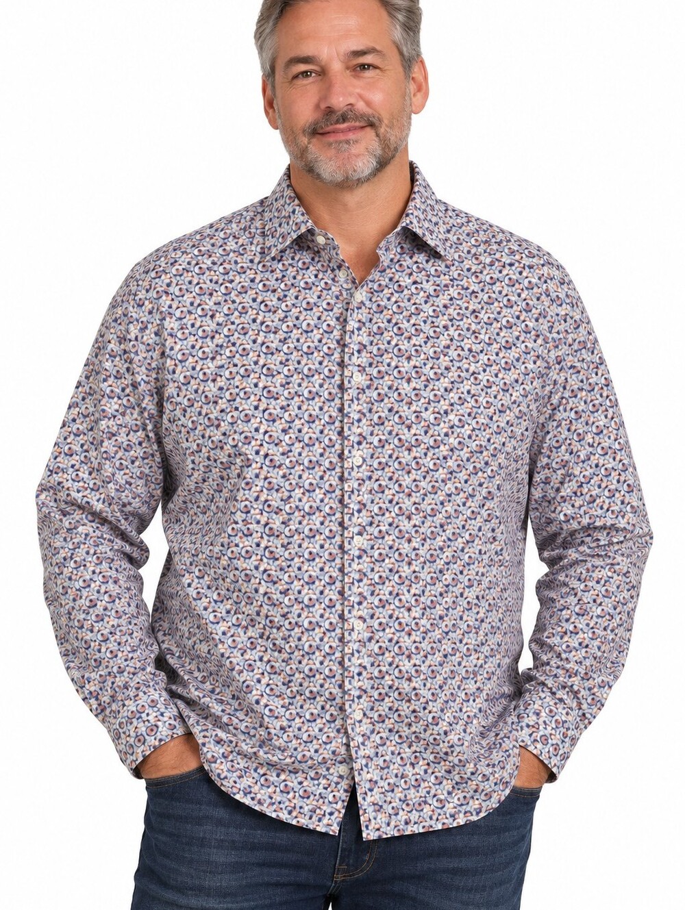 Bugatchi Classic Fit Comfort Stretch Geometric Print Men’s Button Down Shirt